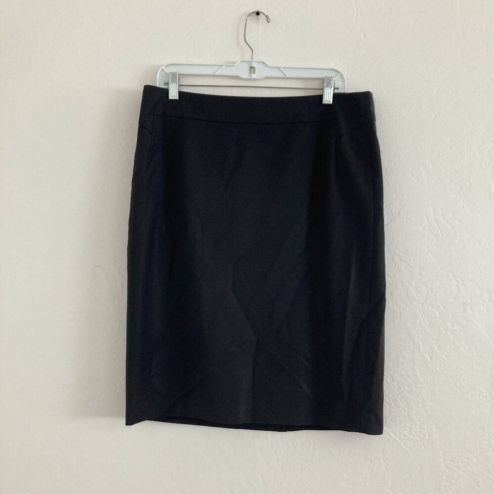 Ann Taylor Wool Blend Pencil Skirt Knee Length Black Minimalist Office Church